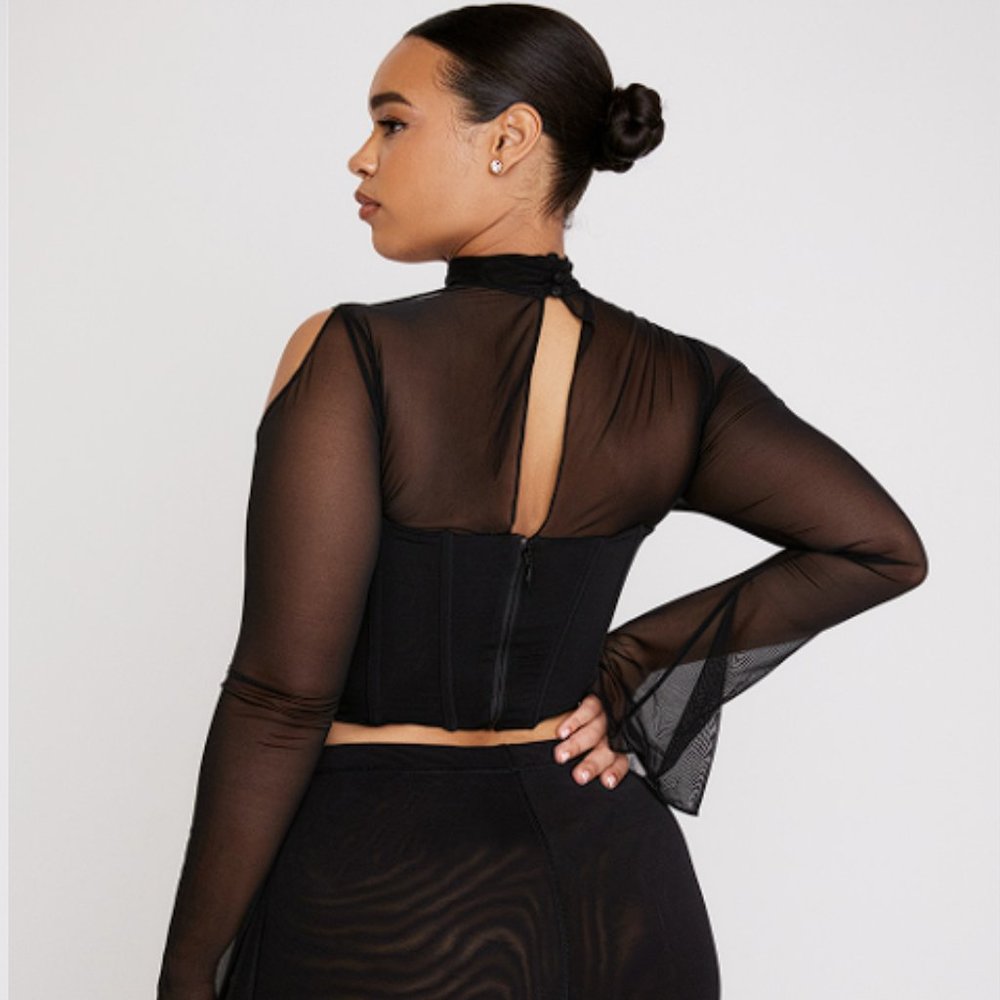House of CB 'Paulina' Black Mesh High Neck Corset NWOT - Picture 6 of 9